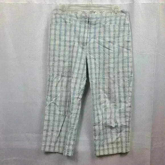 Lizgolf Audra Plaid Pattern Blue and White Capris Women's Size 6 - Picture 1 of 3